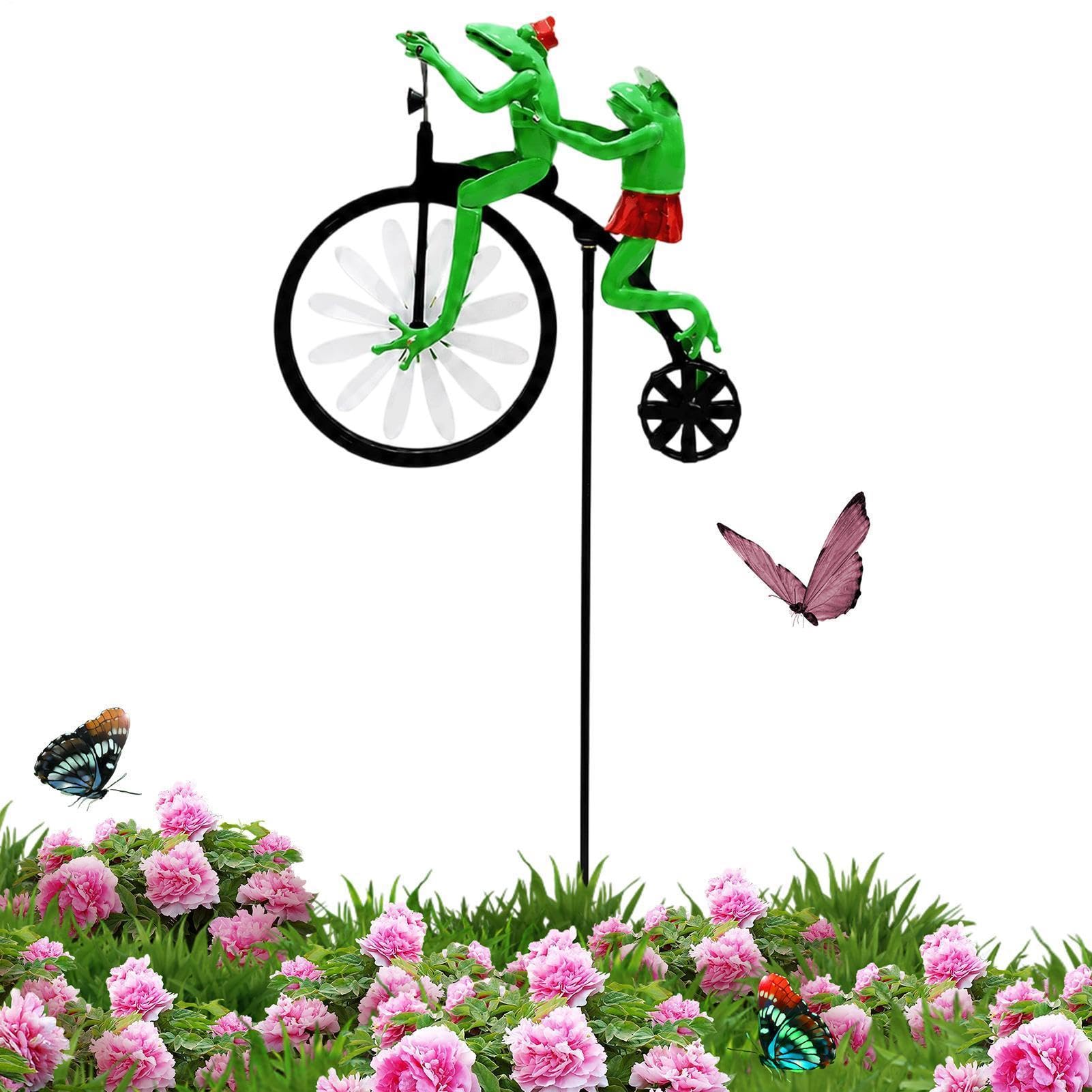 Moulin à vent de jardin rétro en forme de vélo décoratif