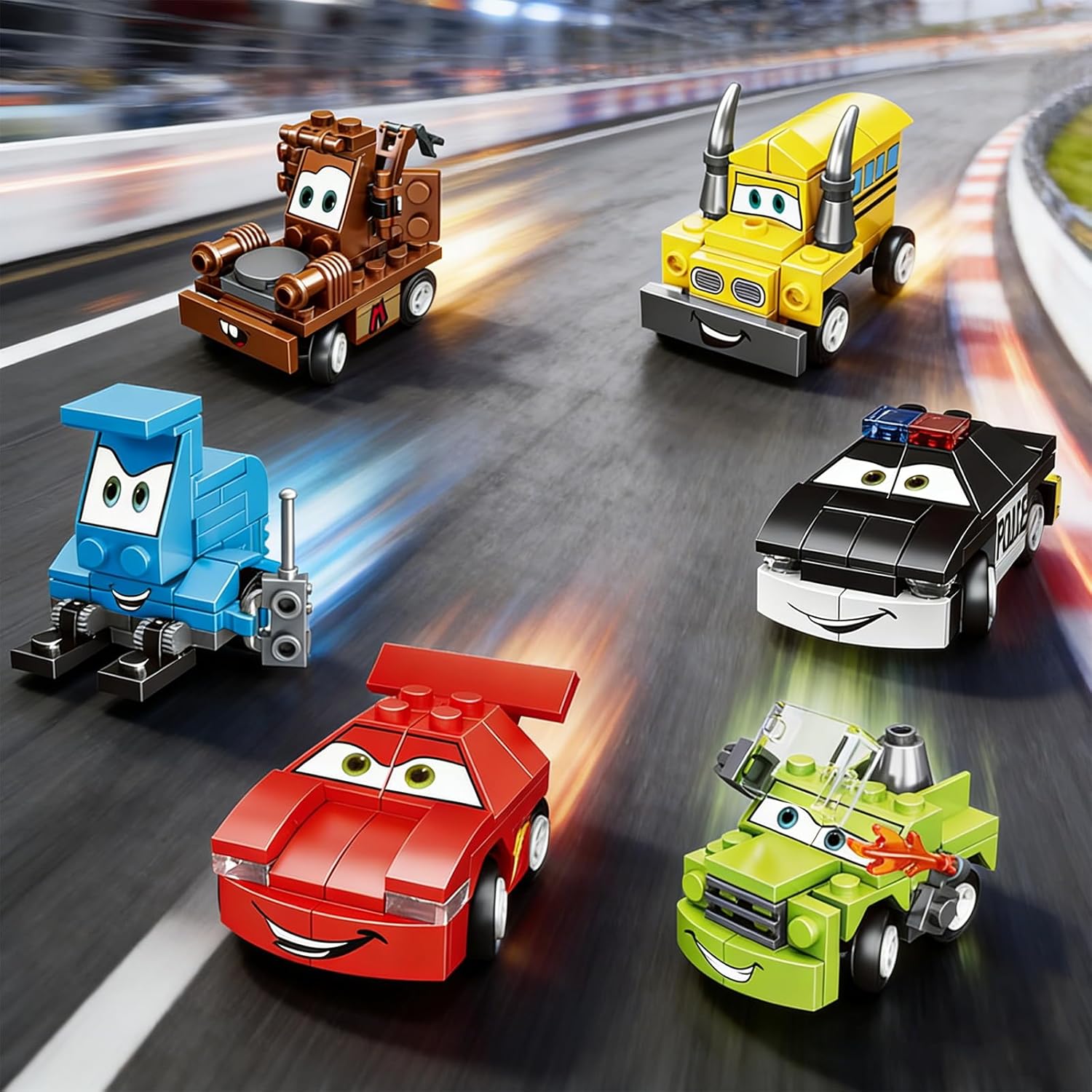 12 Pack 3" Large Filled Easter Eggs with Stem Toy Cars Kids Easter Basket Essential Plastic Surprise Egg Building Blocks 6 in 1 Transform Construction Vehicle Basket Stuffers Boy Egg Hunt Party Favor - Image 7