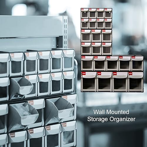 Miniatura 8 de SHUTER Organizador de piezas pequeñas de plástico, sistema de contenedor de almacenamiento con inclinación dental, cubo de punta para tornillos,