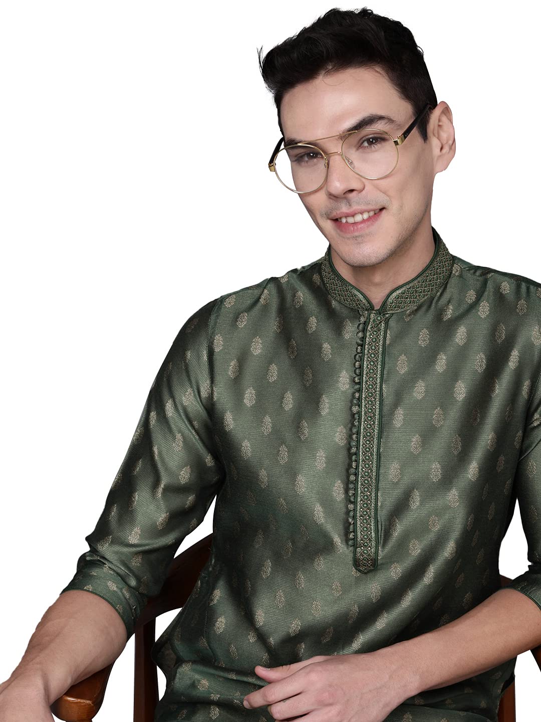 ManyavarJacquard Hand Embroidered Kurta Set for Men