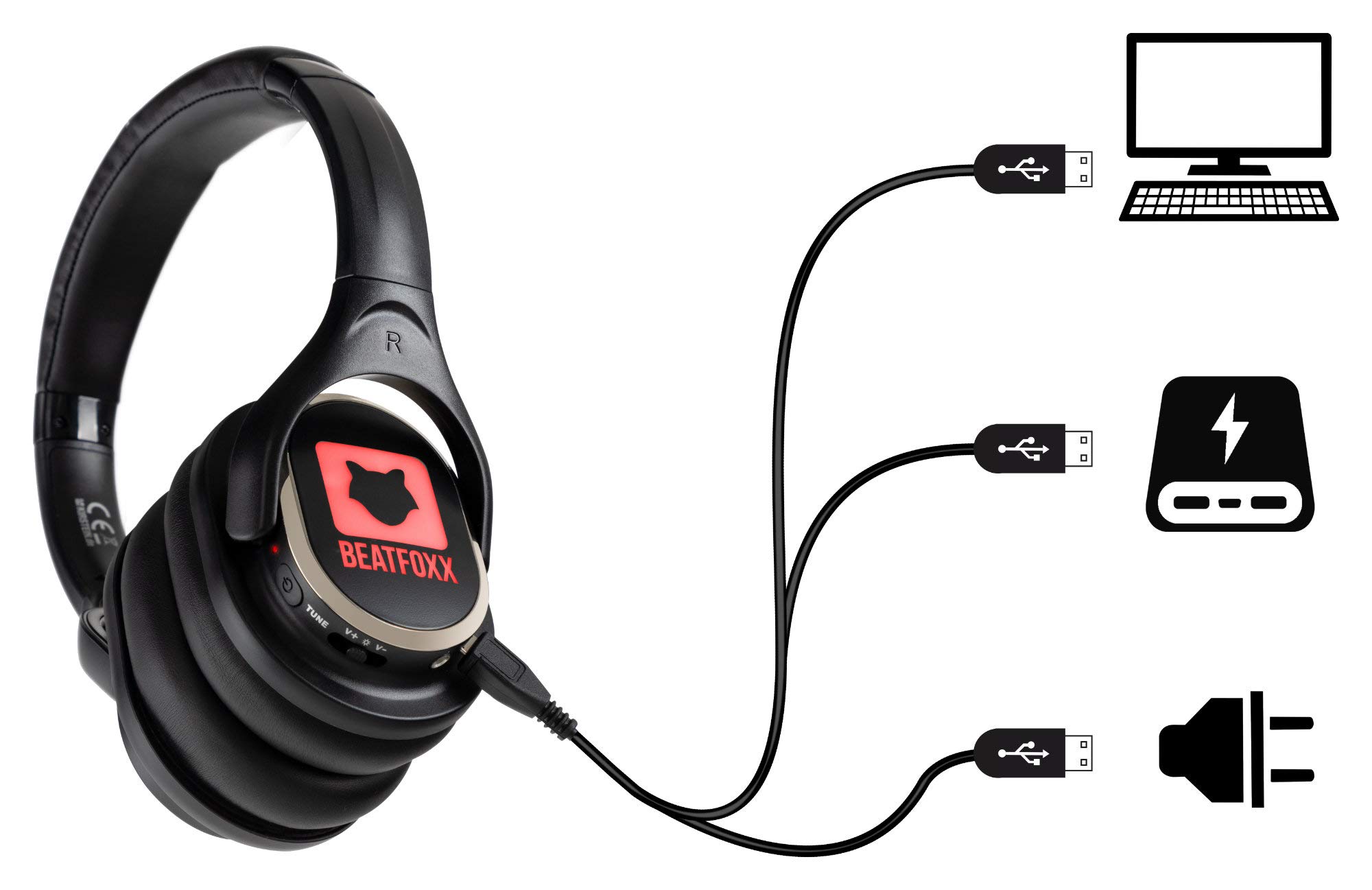 SDH-340 Silent Disco V2 Kopfhörer - Stereo Funk-Kopfhörer - Erweiterung von Silent Disco V2-Sets - Kanal LED-Beleuchtung - sehr hoher 10 Stunden Akkulaufzeit