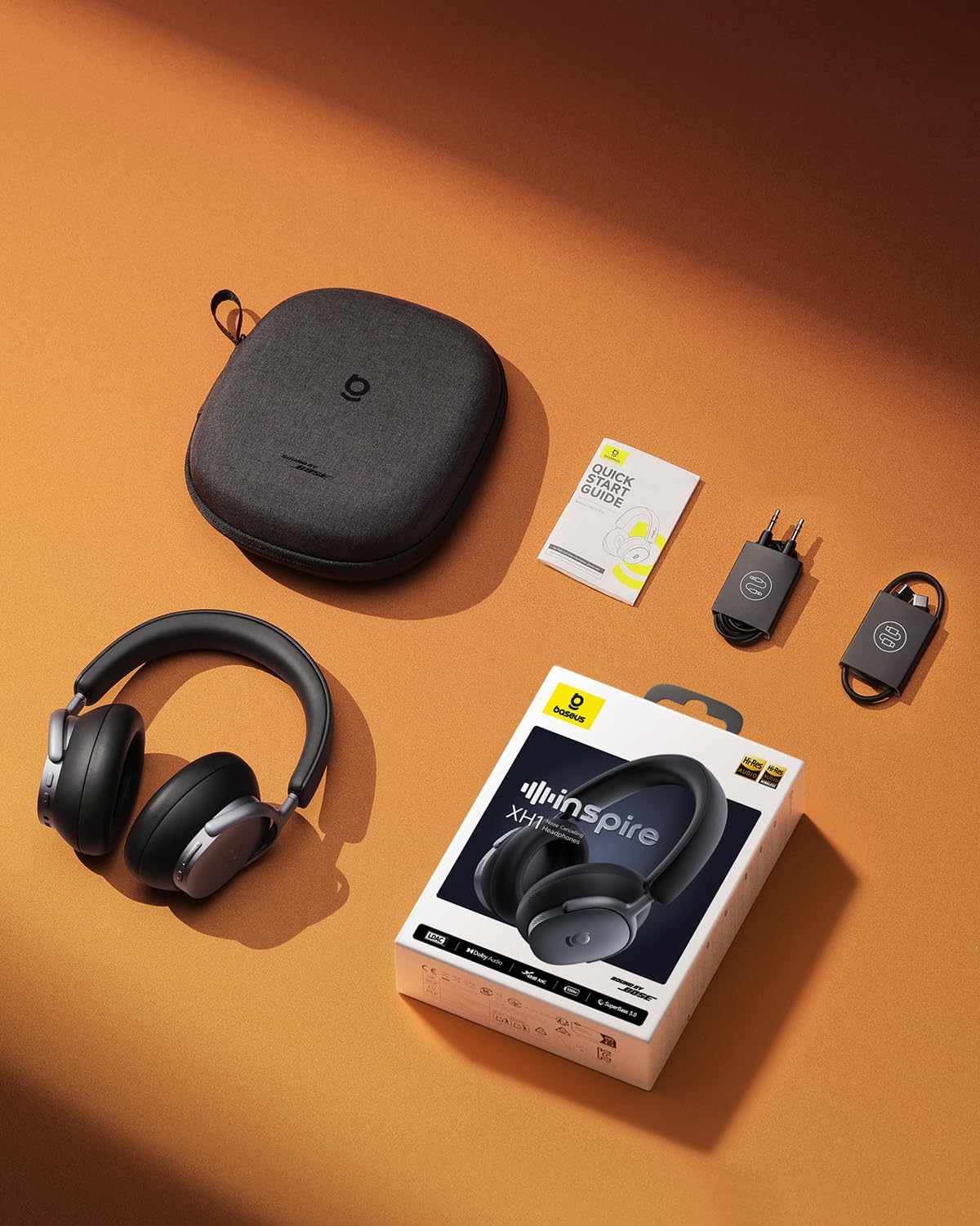 Baseus Inspire XH1 Over-Ear Kopfhörer mit Noise Cancelling -48 dB, Sound by Bose, Cloud-Komfort, Dolby Audio & Hi-Res für Unglaublich Dynamischen Sound, 100 Std. Spielzeit, Bluetooth 6.1, 5 Mikrofone