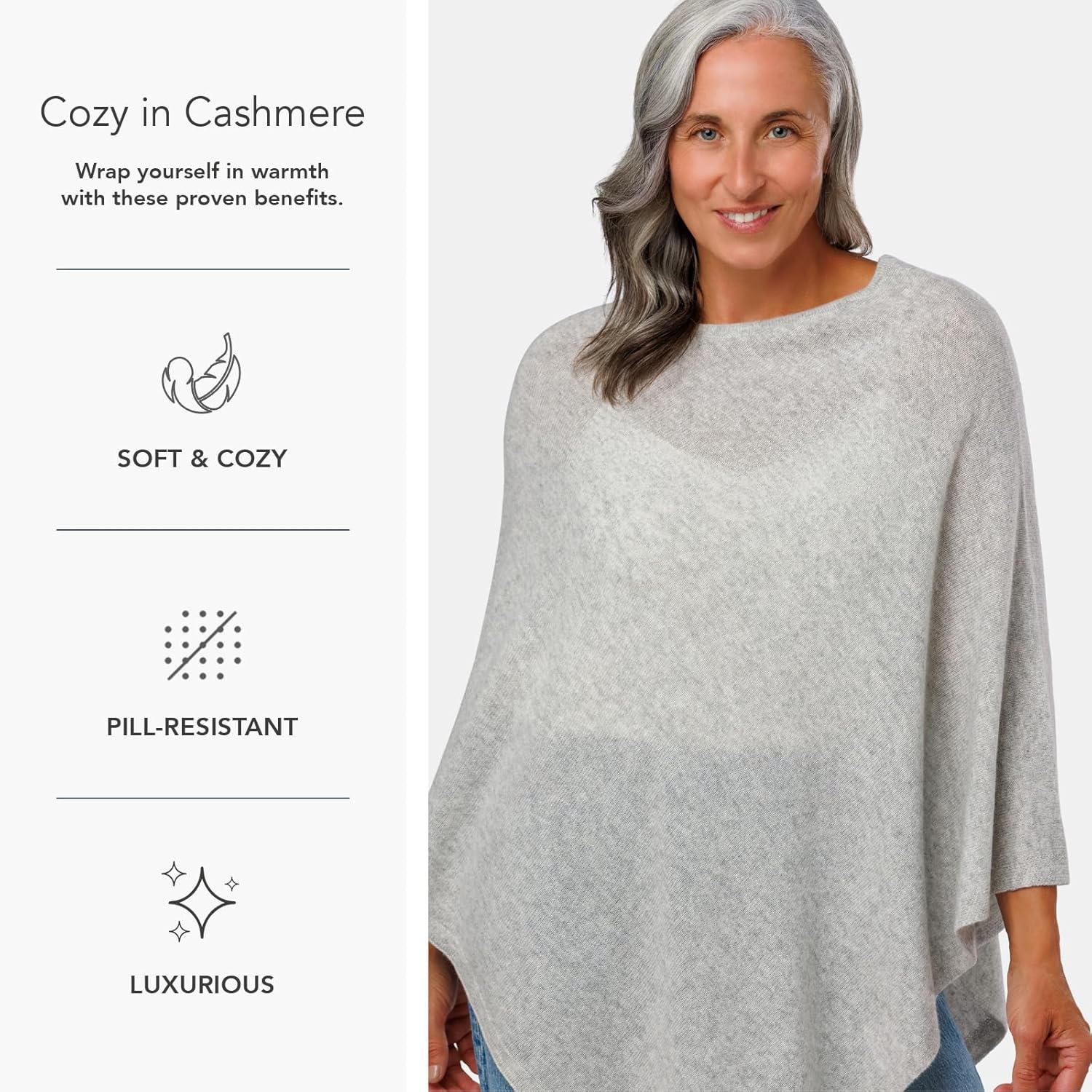 Fishers Finery Women's 100% Cashmere Knit Poncho - Image 4