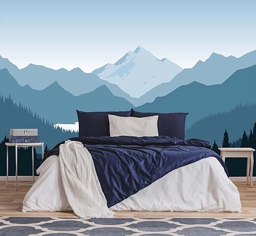 Miniatura 8 de Papel tapiz mural vintage de bosque Papel tapiz gris de árboles del bosque Mural de arte grande para pared para dormitorio y sala de estar (No