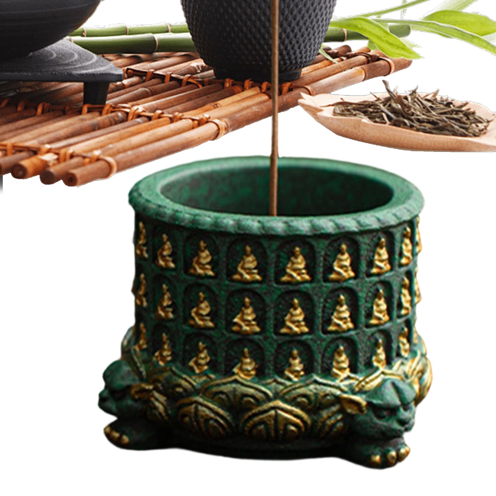 Plateau pour encens de relaxation Bouddha en bois noble pour bureau