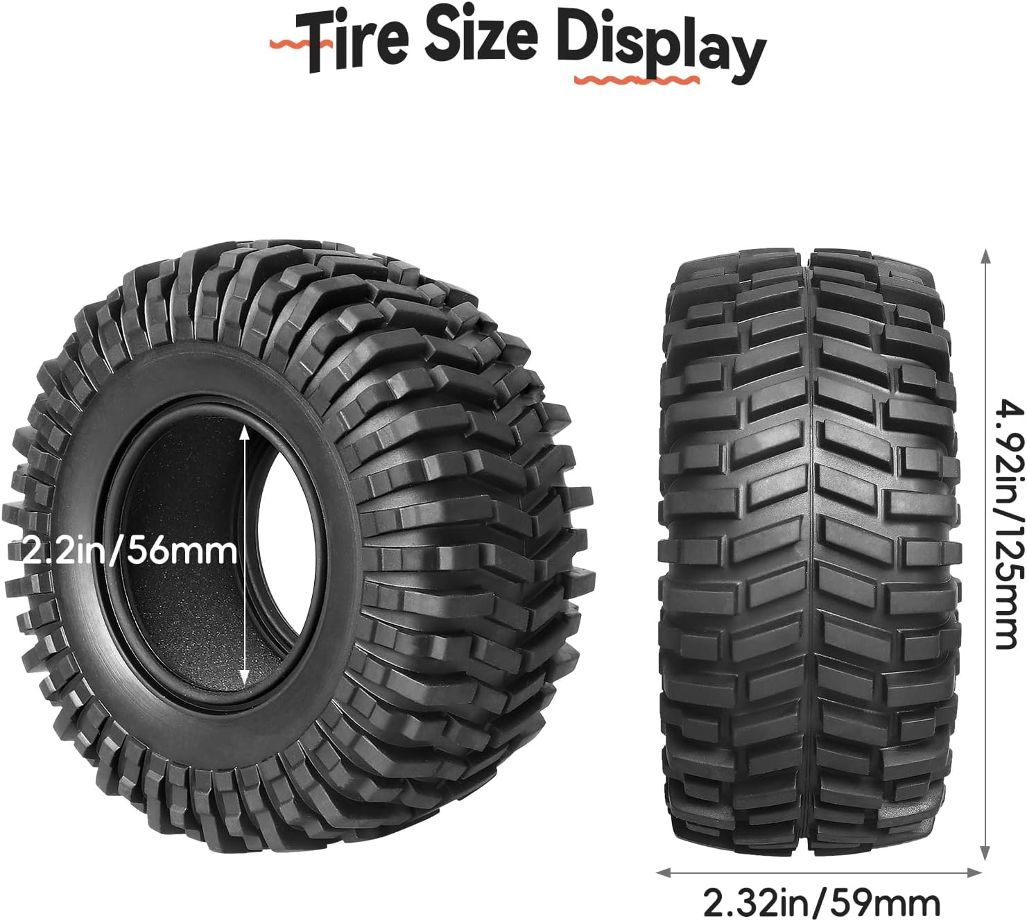 2.2 Crawler Mud Tires Foam Inserts Height 4.92 inch / 125mm for 1/10 Scale Rock Crawler, Set of 4