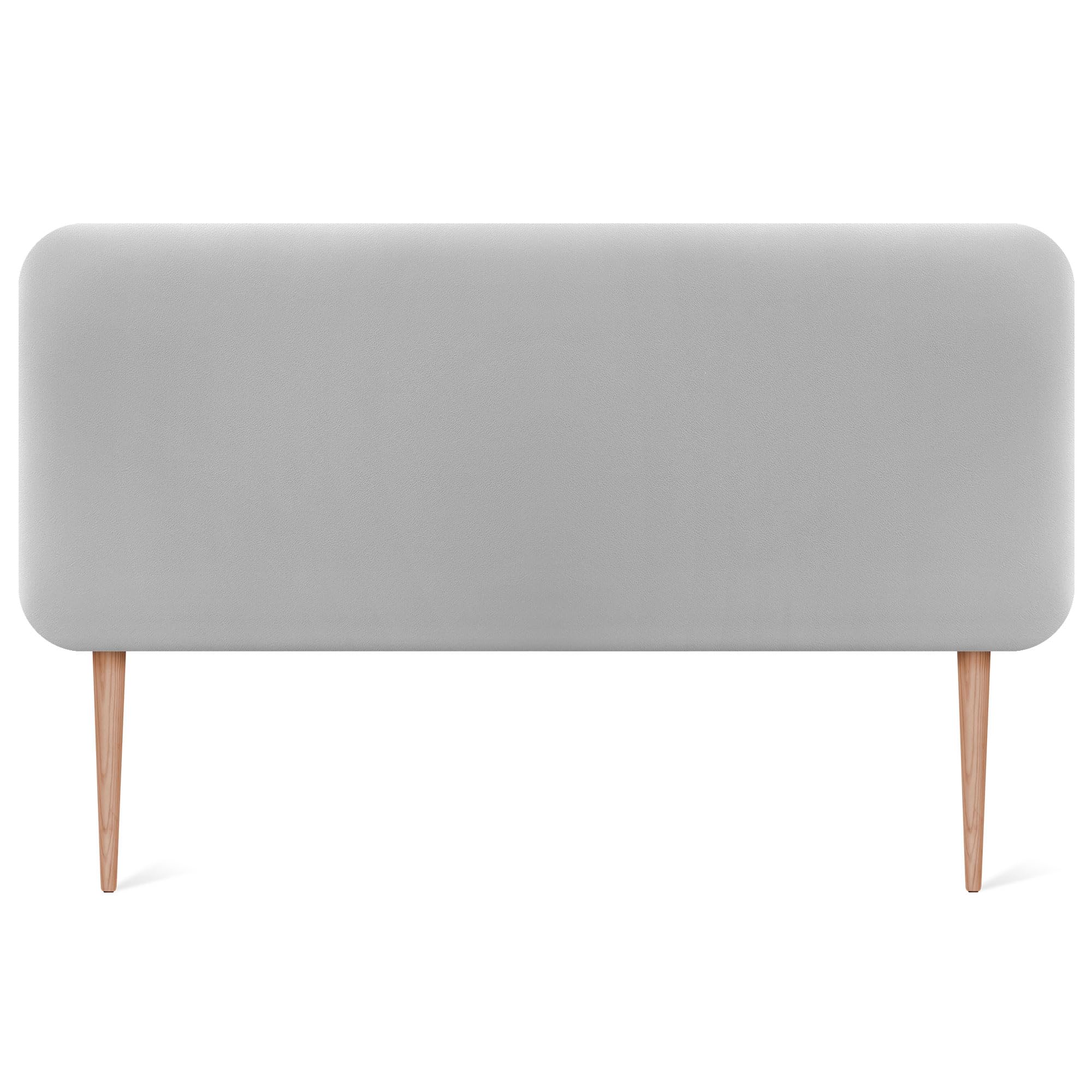 DHOME Cabecero Tapizado Liso Redondeado Polipiel con Patas para Pared Acústicos Cabeceros Absorbentes Cabezal Cama Dormitorio (Gris Claro, 135cm)