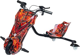 سكوتر سيارة دريفت للأطفال 24 من تي جي توب جير، لعبة ركوب بالبطارية 24 فولت، سعة وزن تصل إلى 80 كجم، عجلات من البولي يوريثان، مسرع يدوي، بلوتوث، أضواء (مجمع 100%، أحمر)