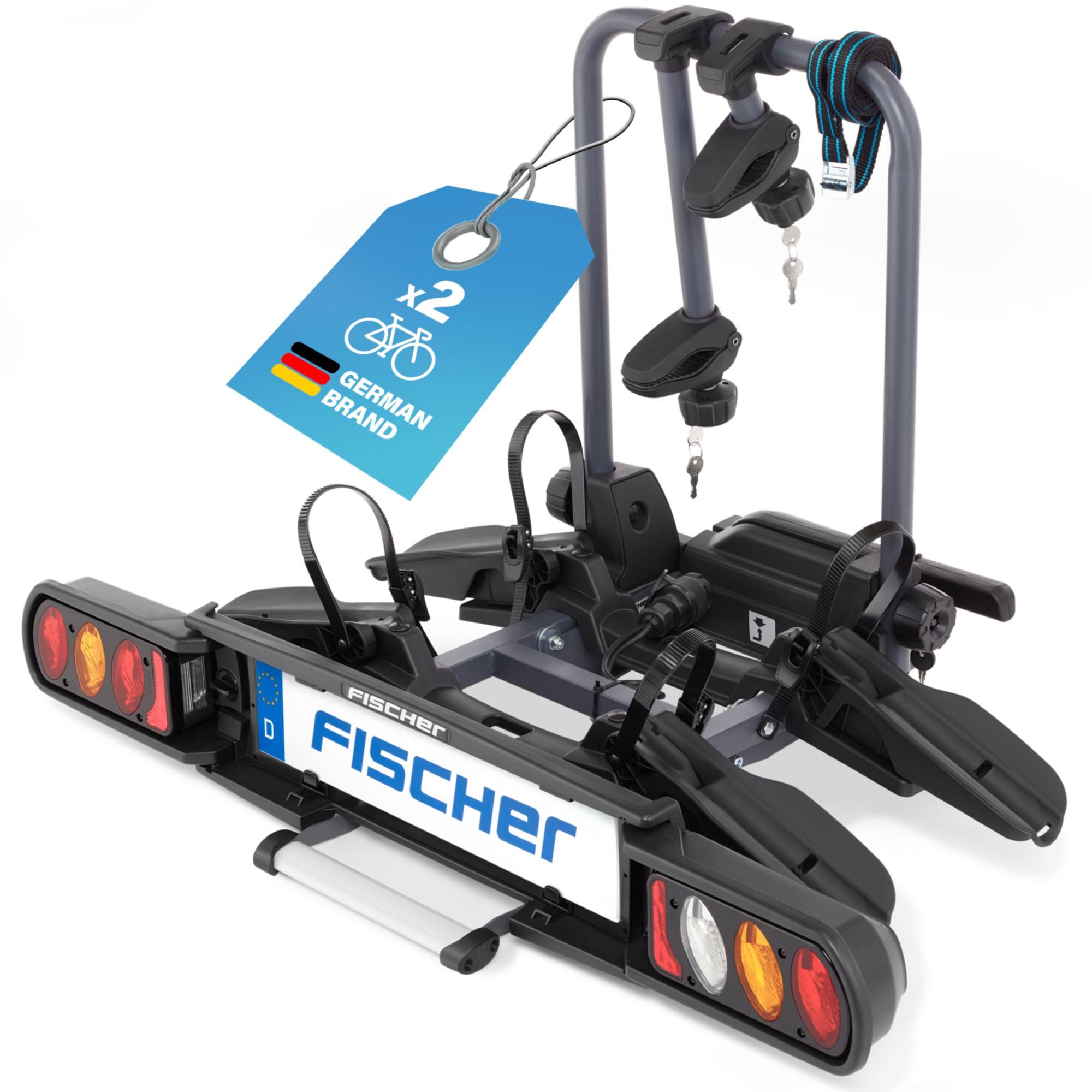 Fischer 126001 - Portabiciclette Proline Evo, per 2 biciclette o biciclette elettriche.