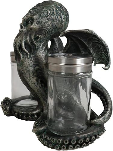 Miniatura 3 de Ebros Gift Cthulhu con alas legendarias Cthulhu The Wise One Octopus Kraken Ocean Monster Salt and Pepper Shakers Holder Figurine Kitchen Dining