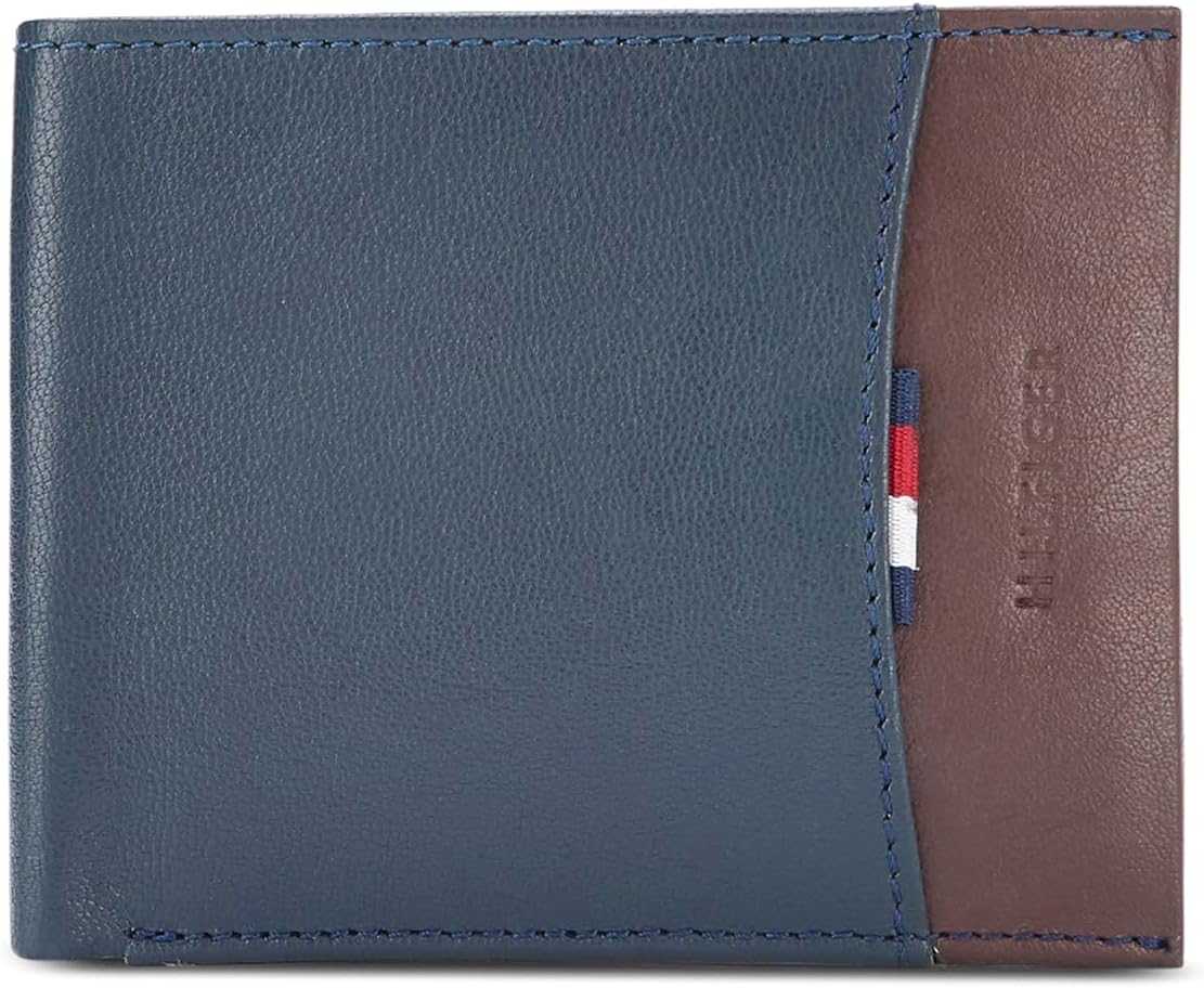 Men's Global Coin Wallet Mudcreek - Navy+Wine | 1 Coin Pocket | 2 Compartments | 4 Cards Slots | Stylish Men's Leather Wallet
