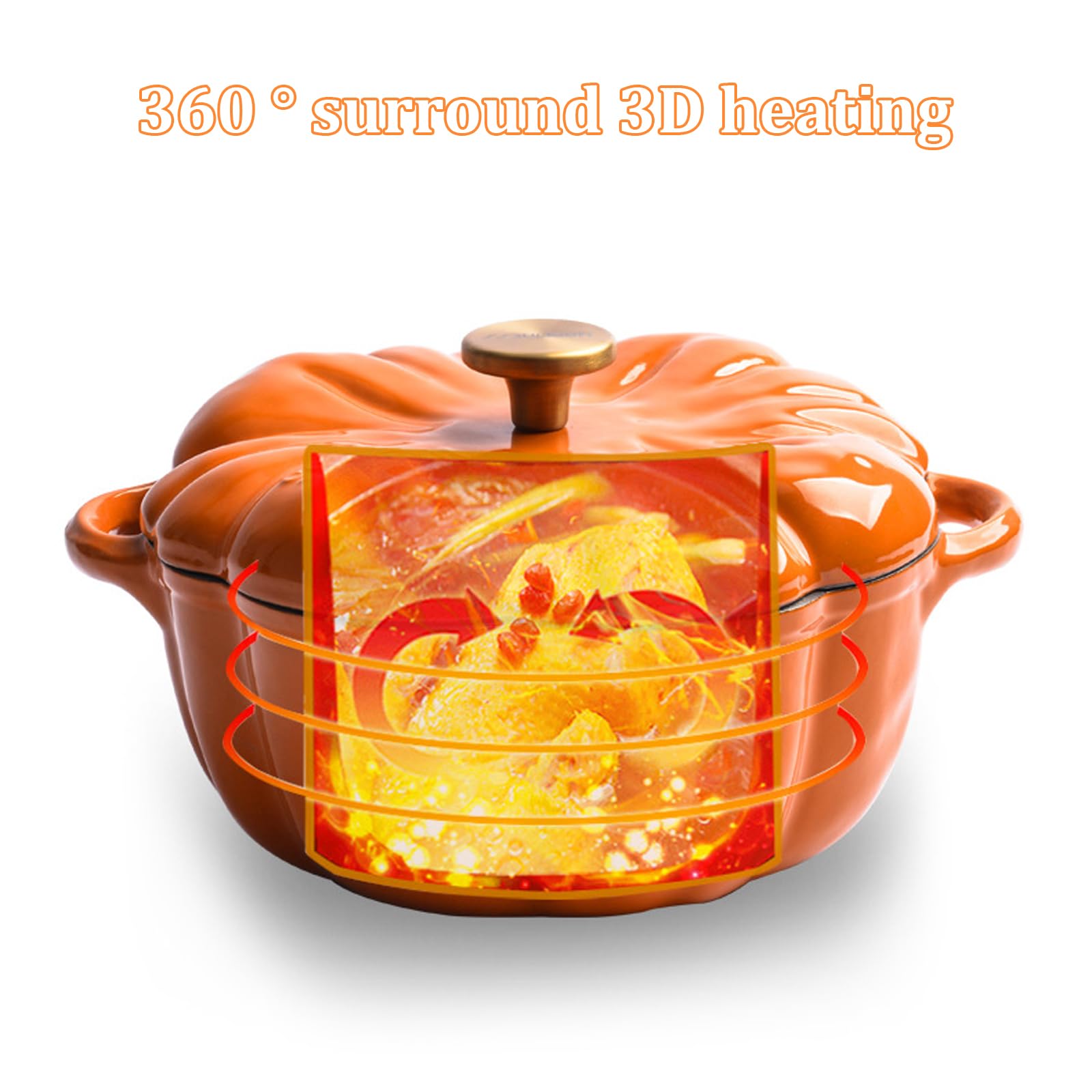 Greenumb Olla de Calabaza, Calabaza Holandesa de Horno con Tapa y Mango de 1,5 litros Antiadherente