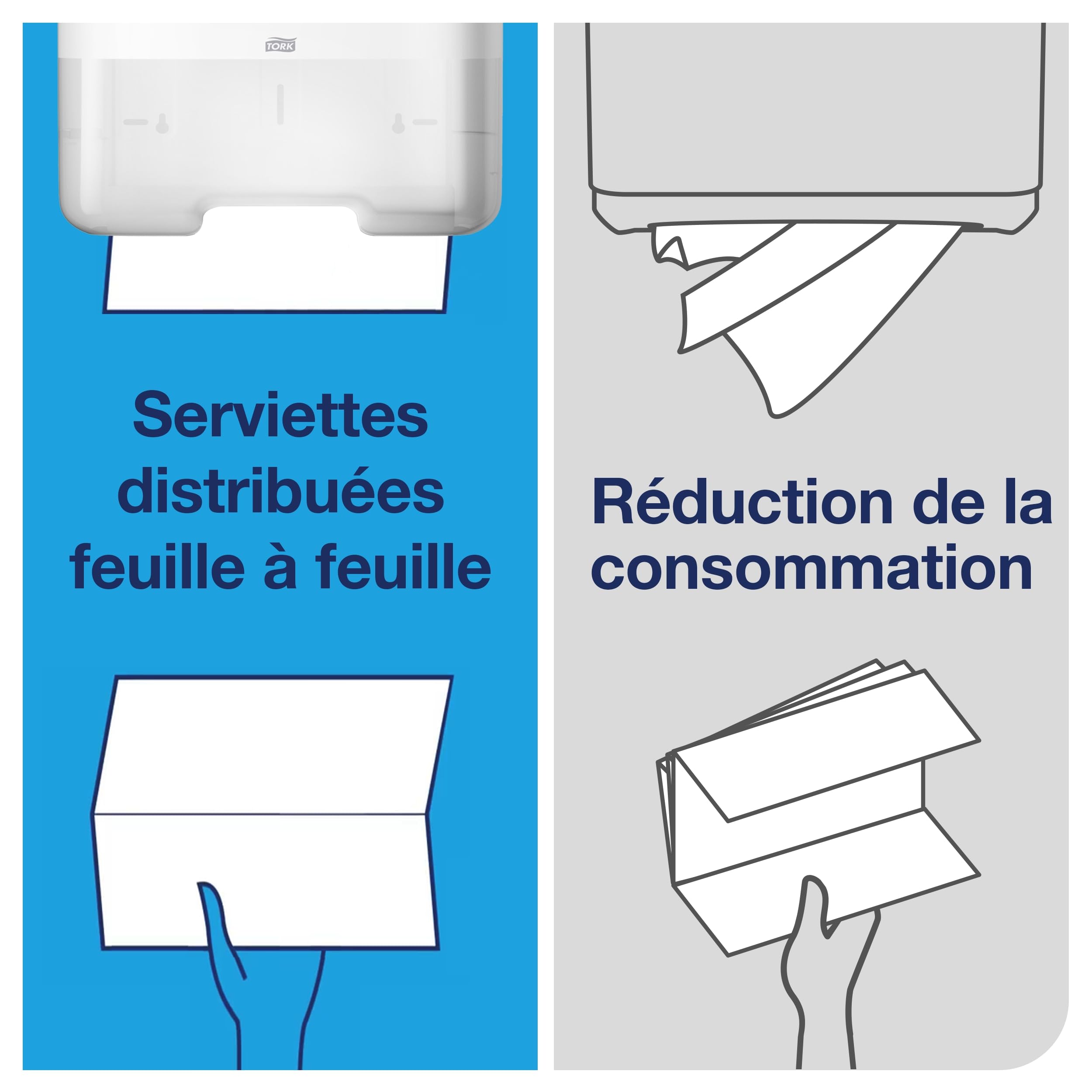 Tork Essuie-mains pliés en V blancs H3, Advanced, délitables, 15 x 250 feuilles, 290190