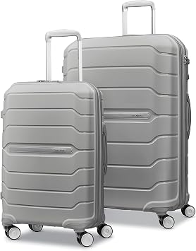 Samsonite Freeform 2-Piece Luggage Set - Carry-On & Large Checked Luggage with Dual Spinner Wheels - Durable Polypropylene Hardshell - TSA Lock, Airline-Approved - Expandable Hard Shell - Light Grey