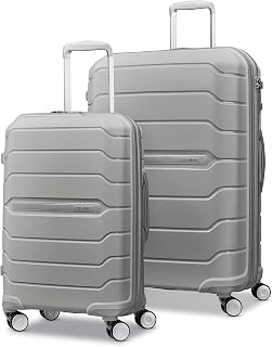 Samsonite Freeform 더블 스피너 휠로 확장 가능한 하드사이드, 라이트 그레이., 2개 세트(기내용/대형), 더블 스피너 휠로 확장 가능한 프리폼 하드사이드