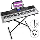 MUSTAR 61 Key Piano Keyboard, MEK-300 Electric Keyboard Piano with Stand, Full Size Keyboards Piano 61 Key for Beginners, LCD Screen, Headphones, Microphone, Power Adapter, Birthday Gifts