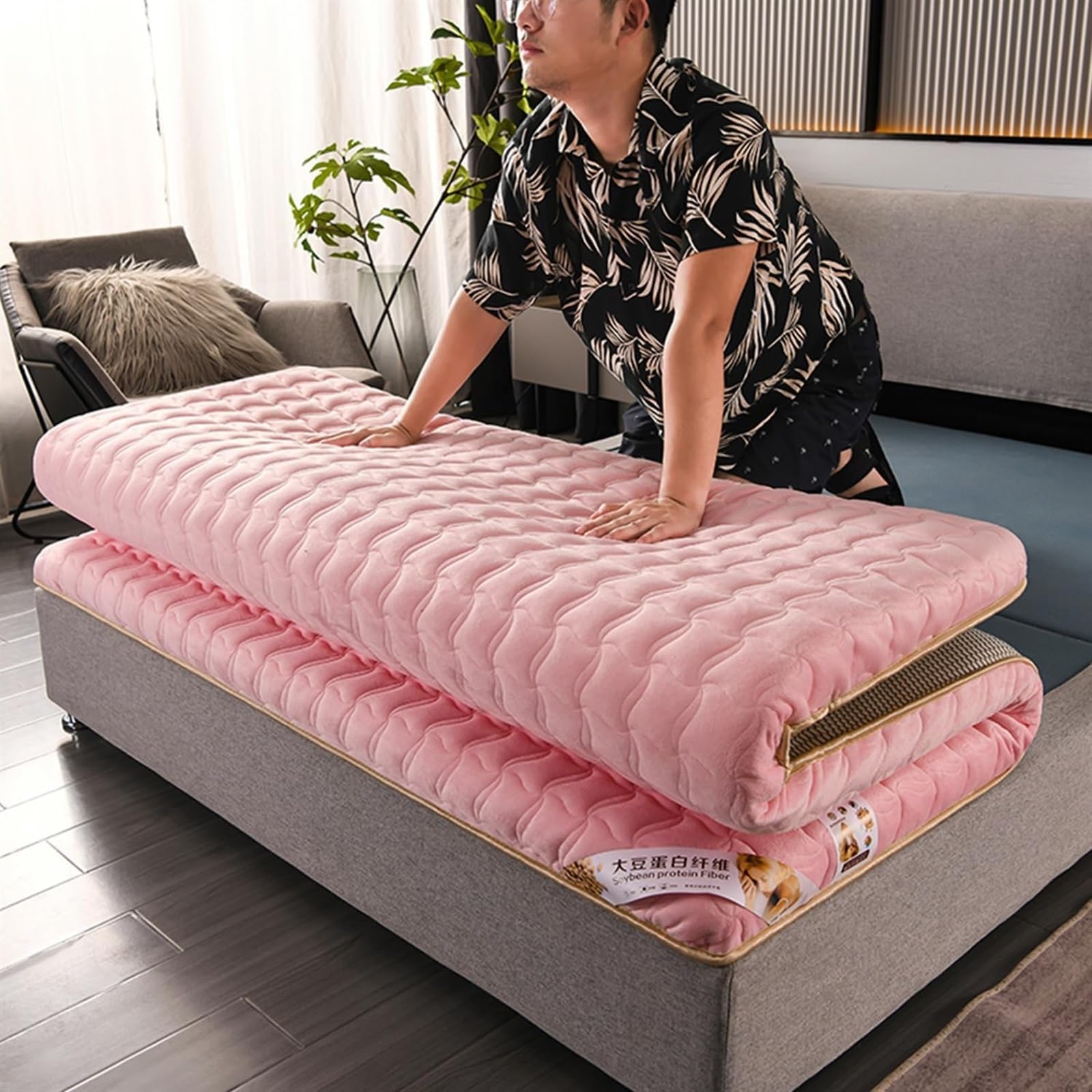 Matelas enroulable portable, tapis de tatami pliable pour lit d'invités, couvre-matelas confortable