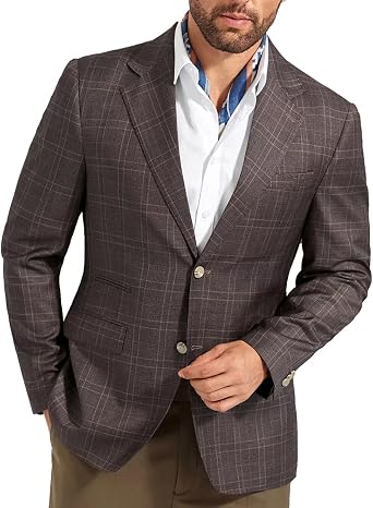 Mens Suit Jacket Blazer Casual Plaid Stripe Slim Fit Single Breasted Mens Tuxedos Jackets Party Sport Coats Blazers