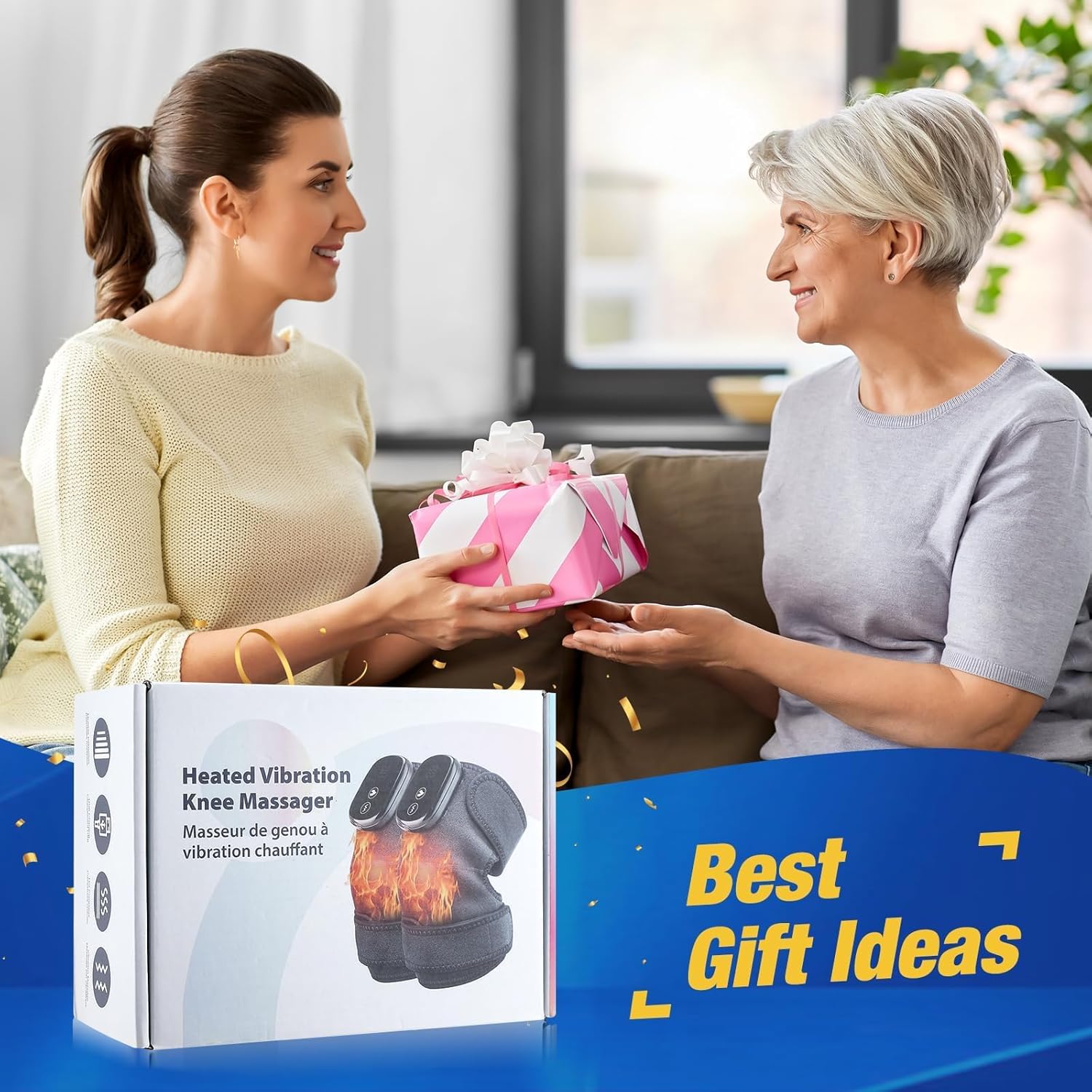 NORTHERN BROTHERS Cordless Heated Knee Massager with Heat & Vibration, 3 Heat Levels & 3 Vibration Modes, 5000mAh Rechargeable Knee Heating Pad Wrap, Adjustable for Knee/Shoulder/Elbow - Image 6