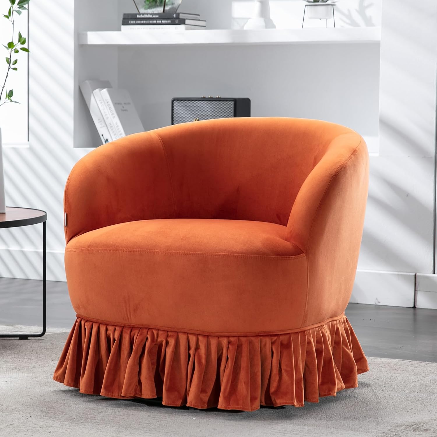 NIOIIKIT Swivel Barrel Chair with Pleated Skirt, 360 Degree