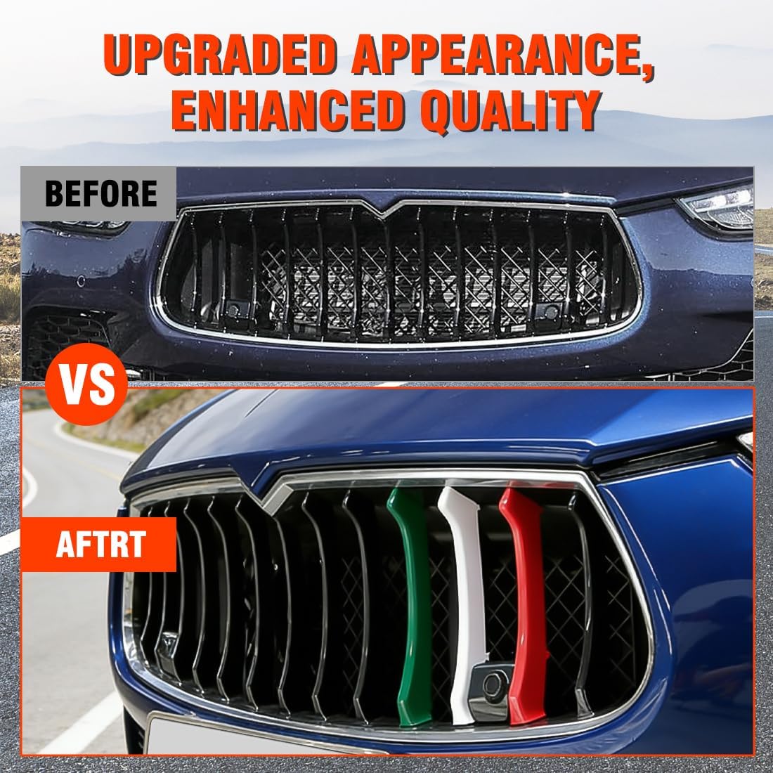 SUPAREE LIGHT FORWARD Grille Trim 3pcs Front Grille Decorative Garnish Trim fits for Maserati Ghibli 2014-2016