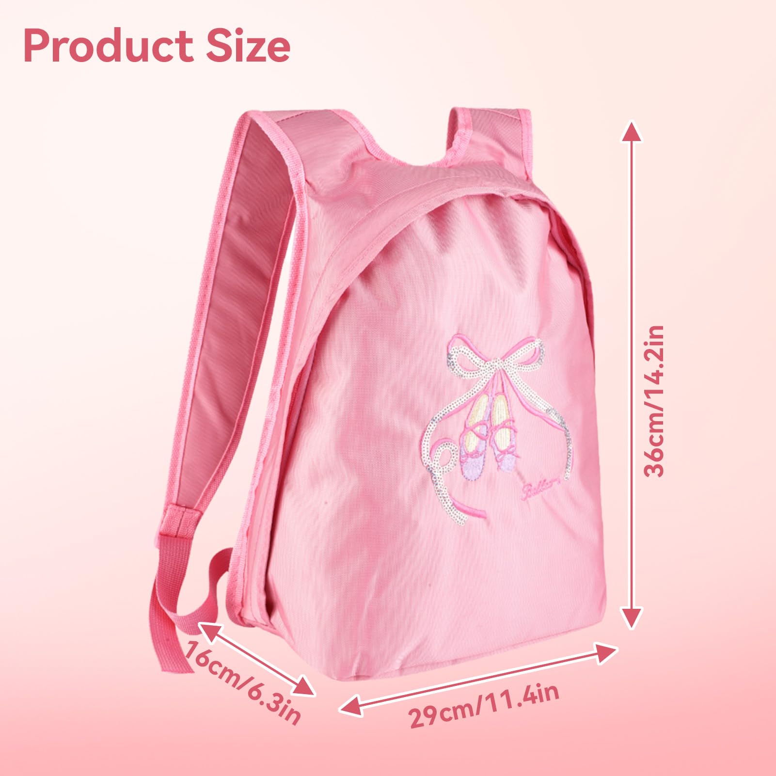 HERCHR Bolsa de Ballet para Niñas, Mochila Deportiva con Cremallera, Bolsa de Viaje, Bolsa de Hombro Doble Rosa