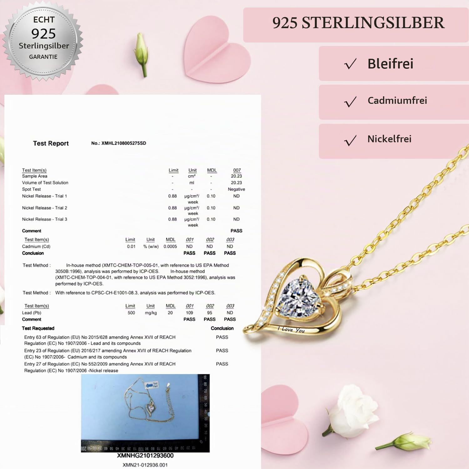 LAVUMO Herz Kette Damen I love you Halskette Schmuck Geschenke für Frauen