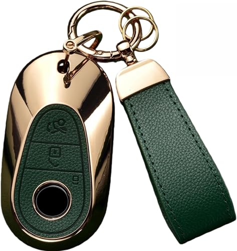 Axtrulix Funda para llave Mercedes Benz con llavero, parte superior de piel + fu