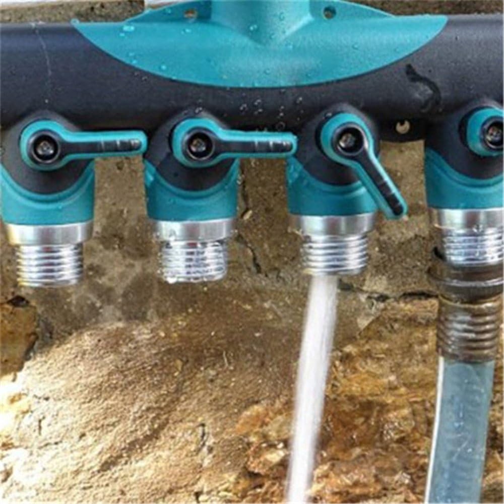 4-way Adapter Diverter Ball Valve 3/4" Garden Hose Splitter/Water Hose Connector for Outdoor Faucet Sprinkler & Drip Irrigation Systems