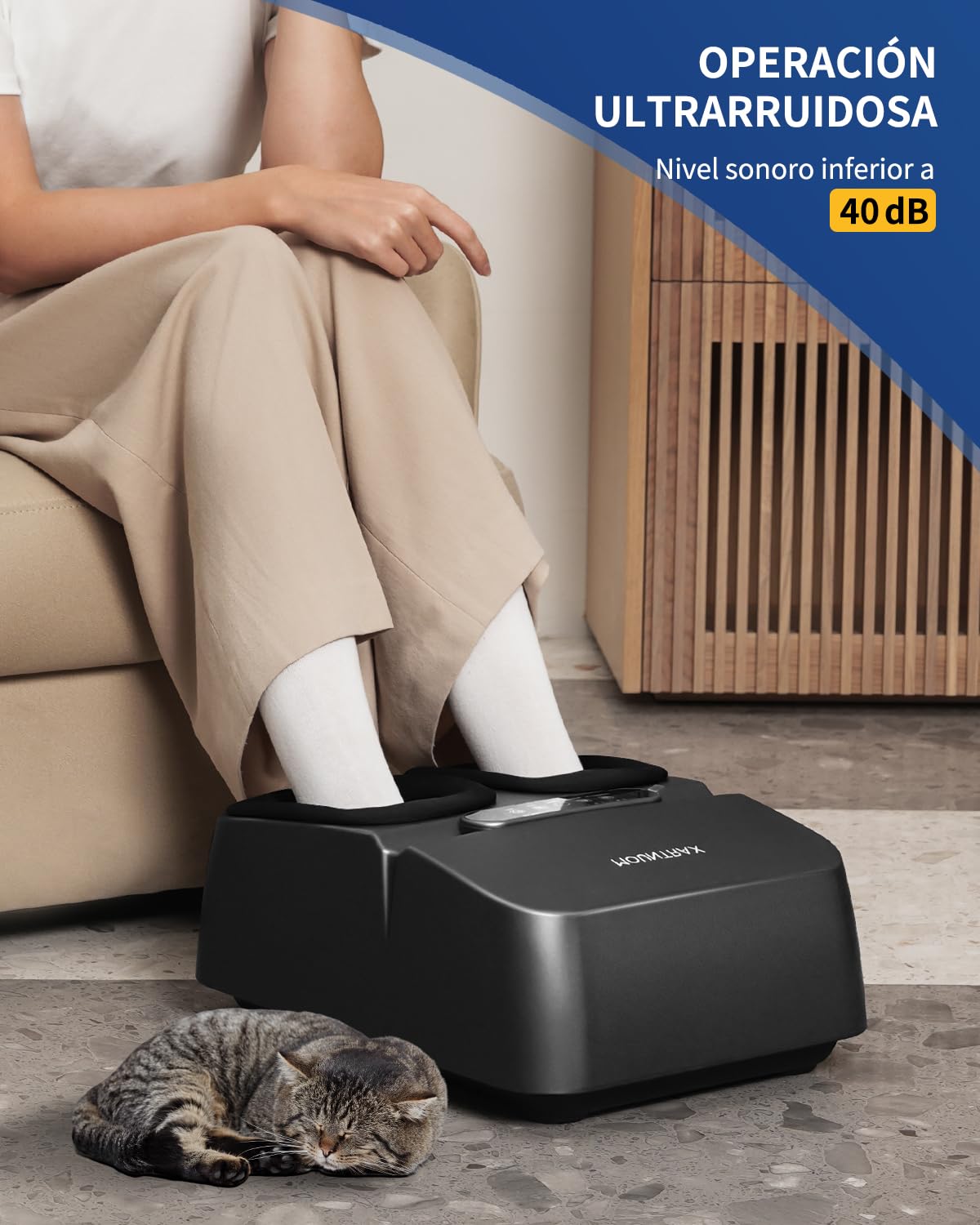 Mountrax Masajeador de Pies con Calor, Masajeadores de Pies Shiatsu de Amasado Profundo, Masajeador de Pies para Fascitis Plantar, Adapta a Pies Hasta Hombres Tamaño 46