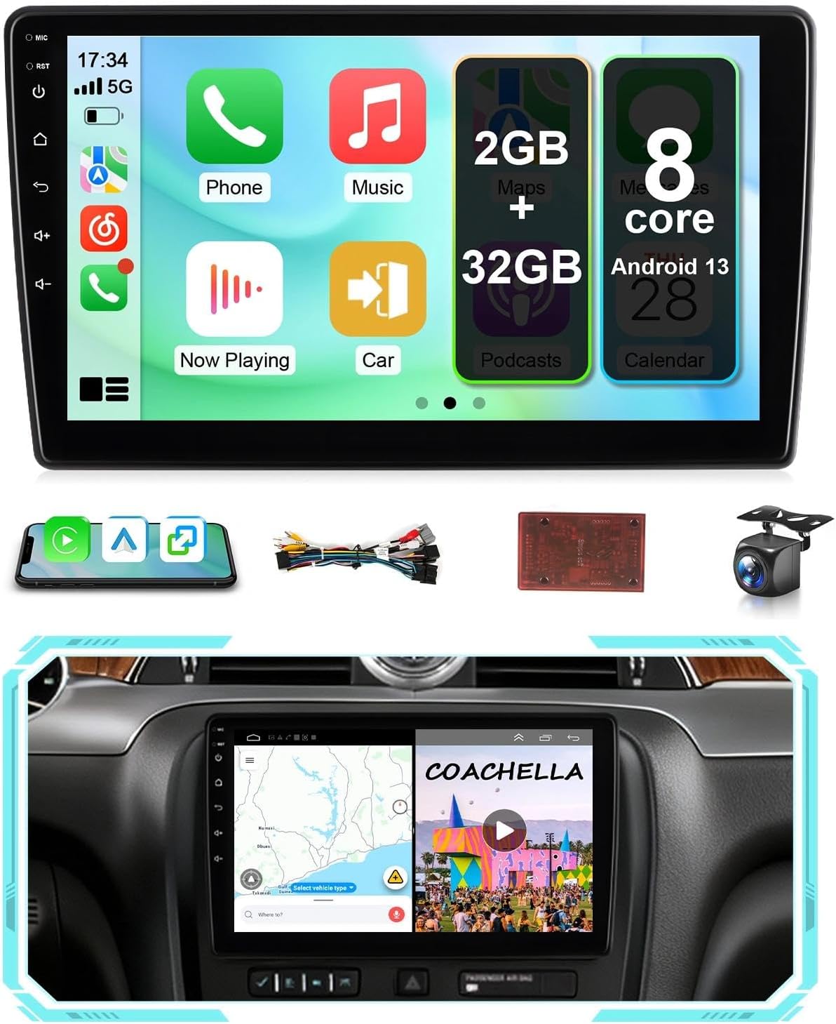 8Core Car Stereo for Chevy Silverado 2007 to 2014 GMC Sierra Radio Wireless CarPlay Android Auto-10.1“ Touchscreen for Traverse Suburban Tahoe Yukon Car Play 5G WiFi GPS BT RDS DSP SWC, No Bose