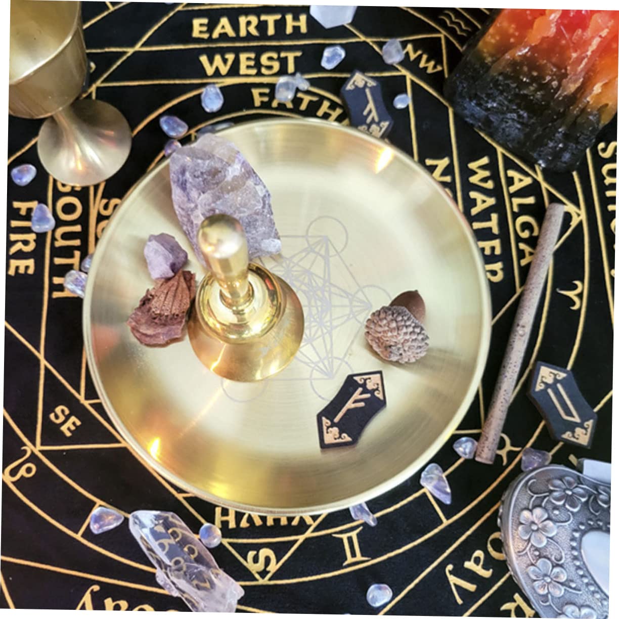 4stücke Alloy Plate Kerzenhalter Metall Fünf-Punkte-Stern Für Tarot-zeremonien Stilvoller Dekorativer Kerzenständer Für Meditation Und Festliche Anlässe
