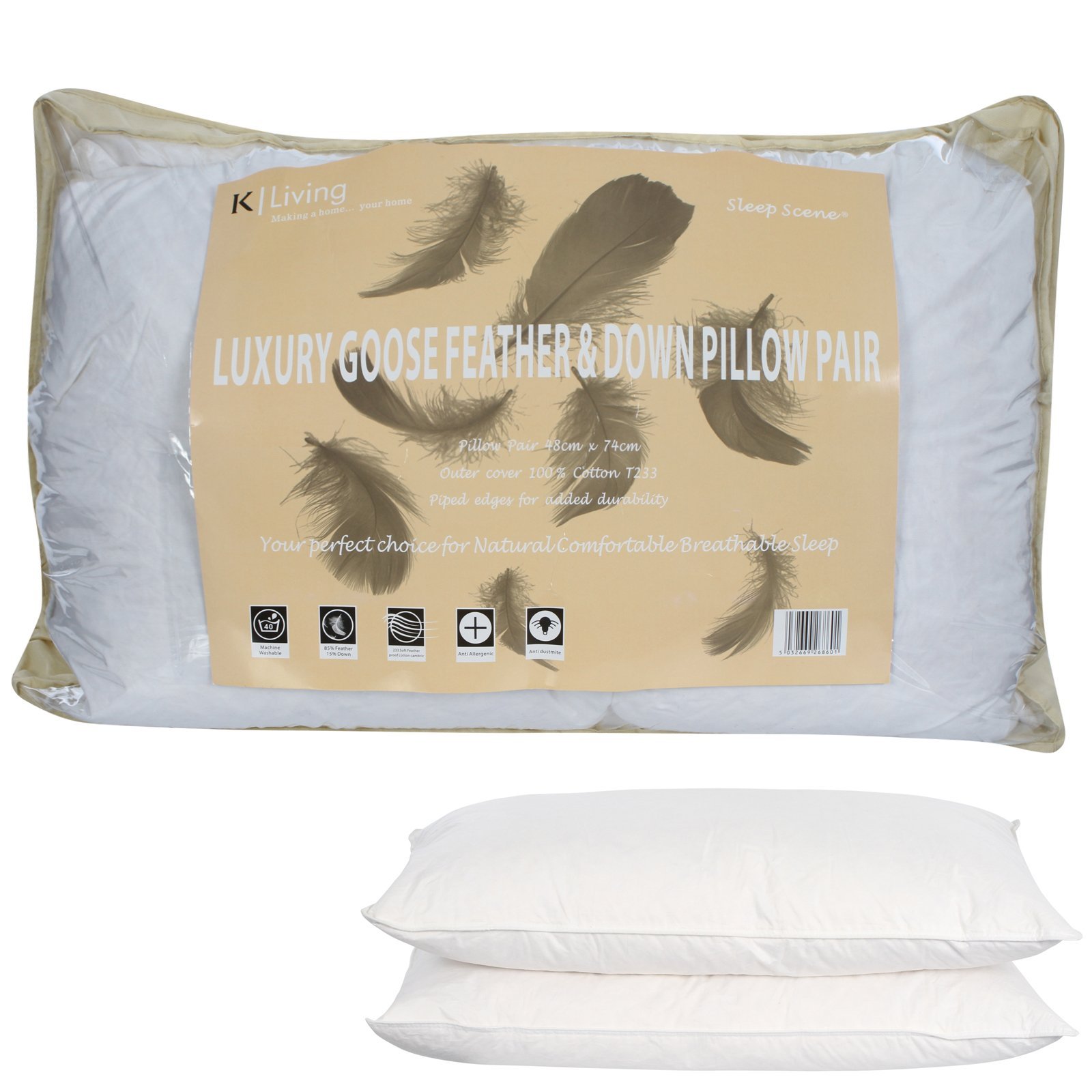 Viceroy Bedding White Pair Of Fine Goose Feather & Down Pillows By Viceroybedding
