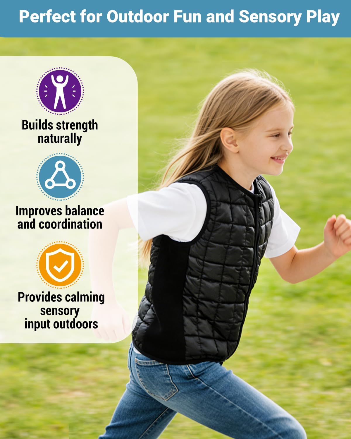 Weight-ed Vest for Kids, Calming Support for Home, School & Play, Compression Vest for Boys Girls, Breathable, Washable, Comfort Fit
