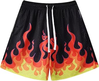 BOOMLEMON Mens Basketball Shorts Casual Workout Athletic Shorts Mesh Graphic Print Running Short Pants