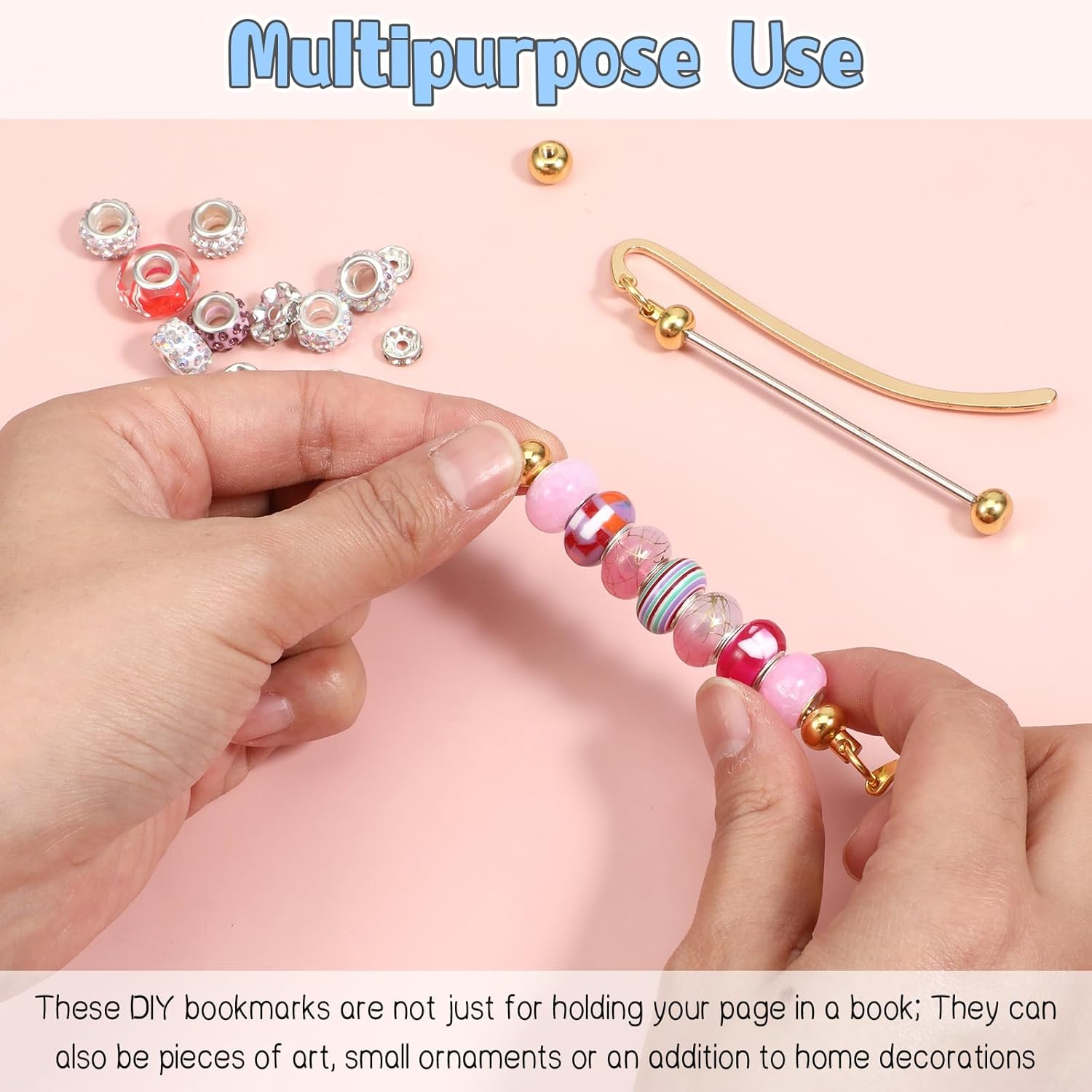 4 Pcs Metal Bookmarks, Beadable Bookmarks, DIY Metal Blank Beaded Bar, Modern Bead Craft Jewelry Pendant Charm Gift for Book Lovers Student Teacher Office Supplies (Gold) - Image 7