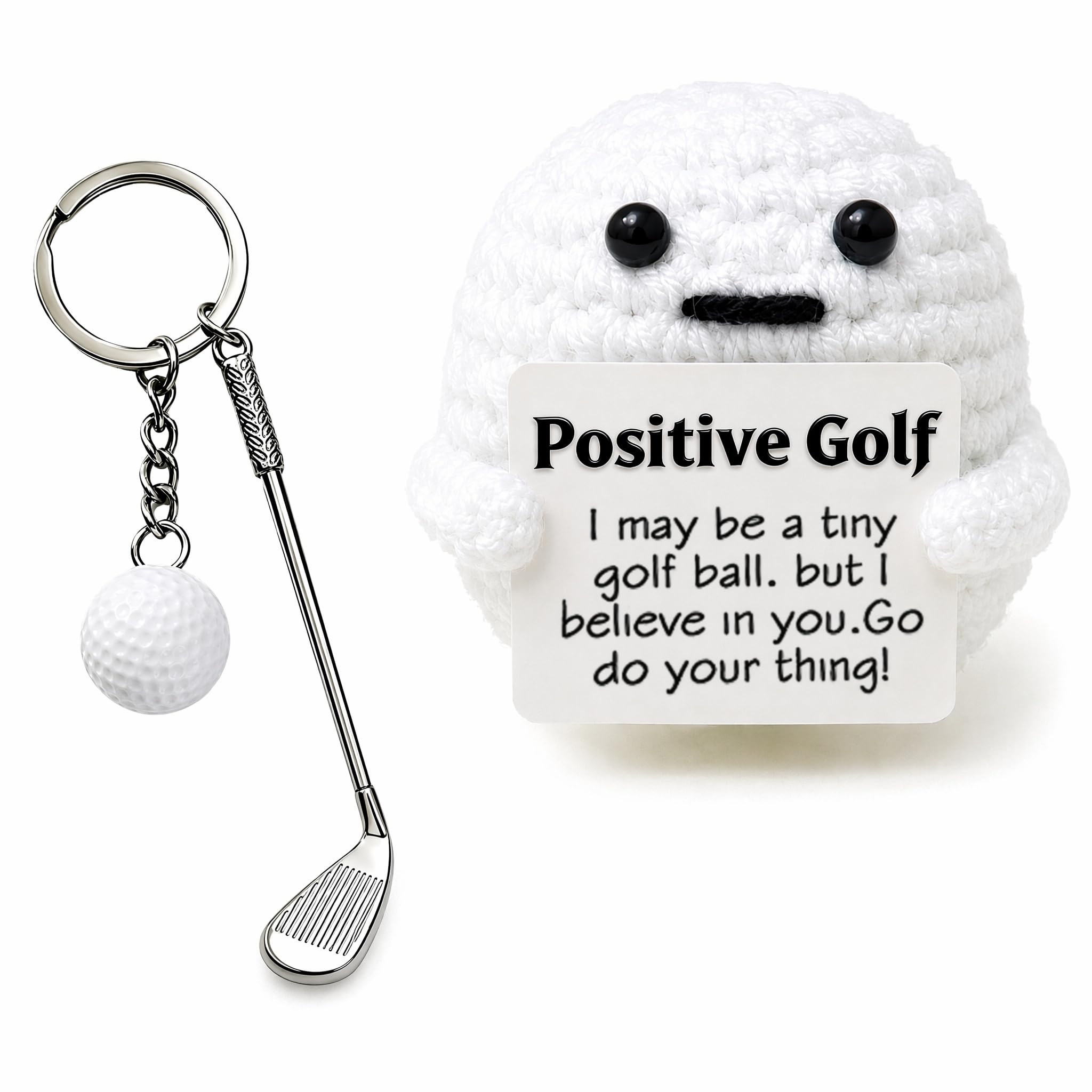 Yizzen Golf Gifts For Men, Funny Ball Mini Knitted Doll & Keychain, Christmas, Birthday,Father'S Golf Themed Gifts (white)