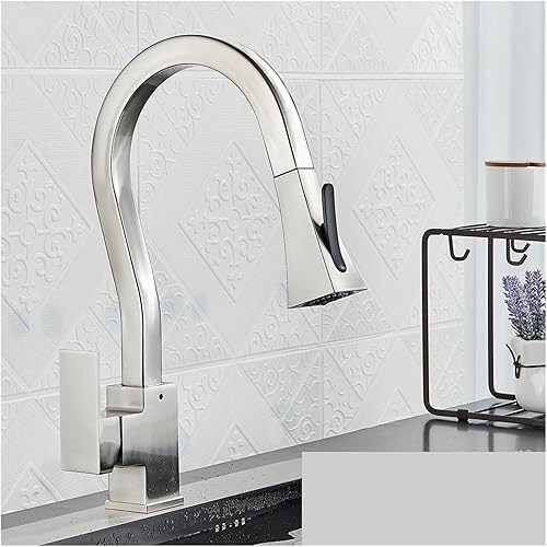 Miniatura 9 de Black Gourmet Kitchen Faucet with Flexible Pull Down Sprayer Retractable Removable Faucet for Kitchen Sink Mixer Faucet(White)