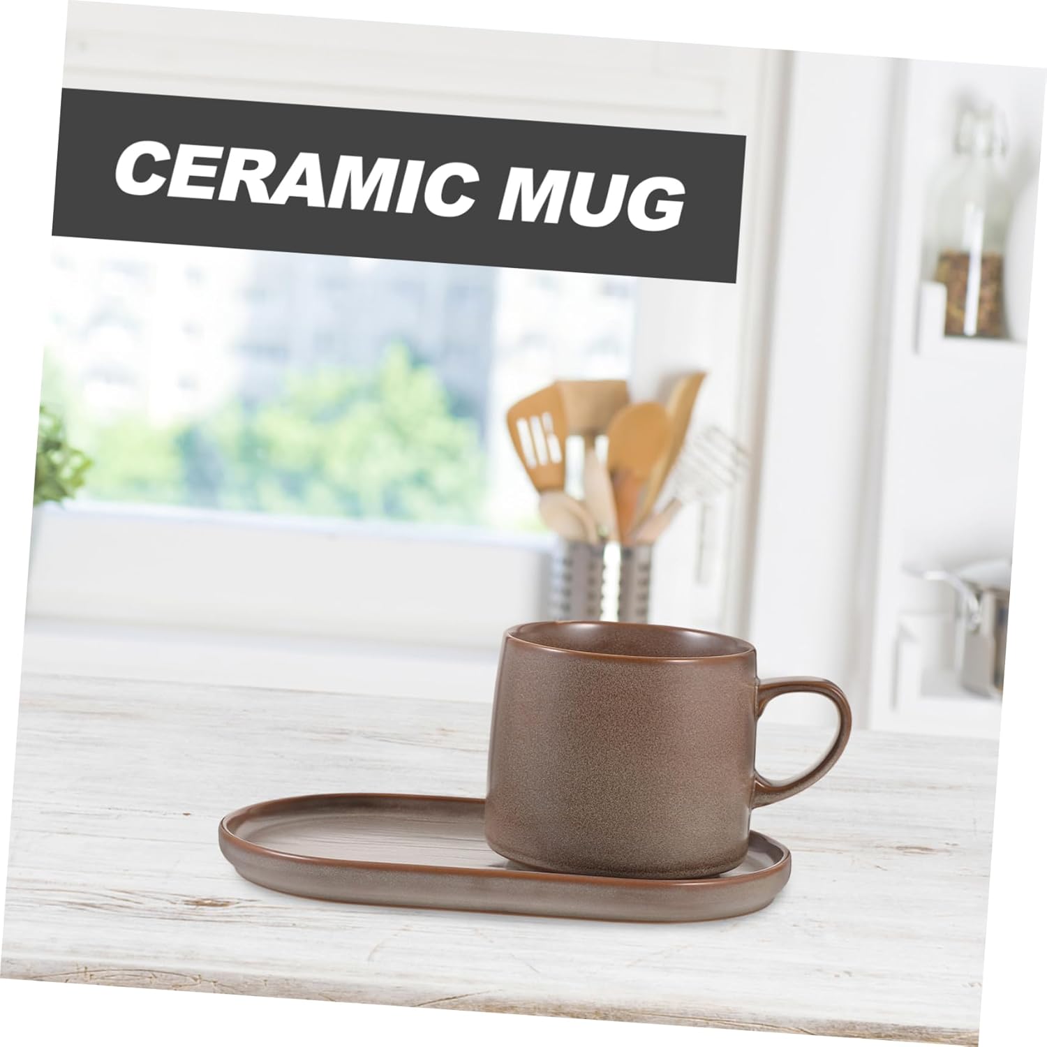 1 Set Ceramic Coffee Mug with Saucer Breakfast Cup and Plate Elegant Deep Daily Use for Tea and Coffee and Easy to Clean