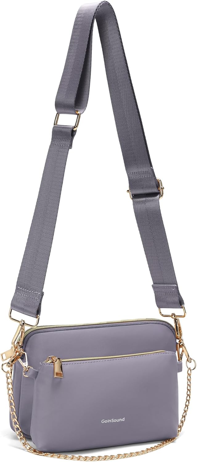 Trendy 3-in-1 Crossbody Bag for Women - Leather & Nylon Multi-Functional Sling Fanny Chest Pack with Gold Hardware