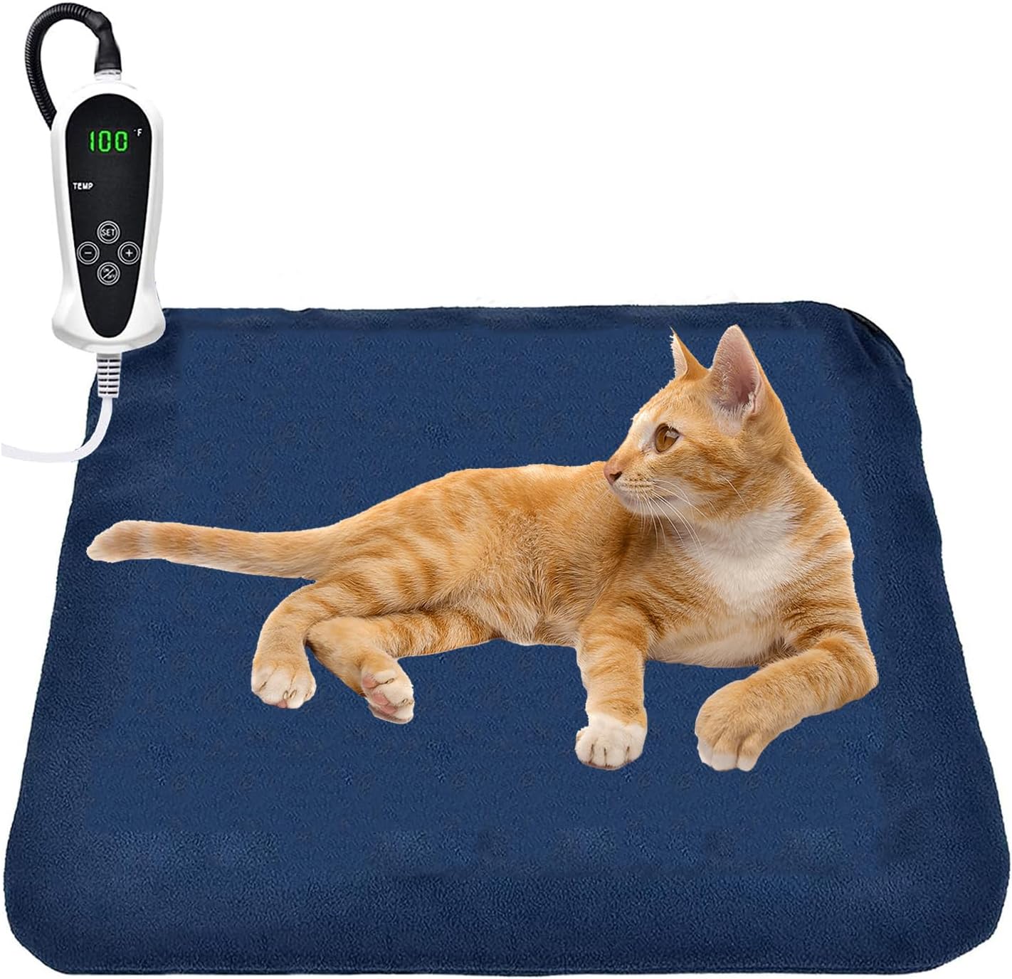 Pet cat and Dog pad 30W, Size M: 18 * 18 ",Waterproof, Constant Temperature Heating and Fixed time Heating, Intelligent Power Off, with Anti-Chewing Thread and Soft Washable Wool Coat.