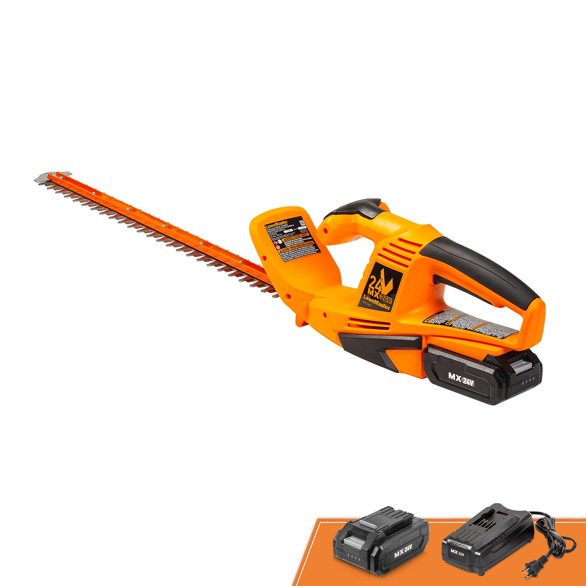 LawnMaster CLHT2422 Cordless Hedge Trimmer 24V Max with 2.0Ah Battery and a Charger