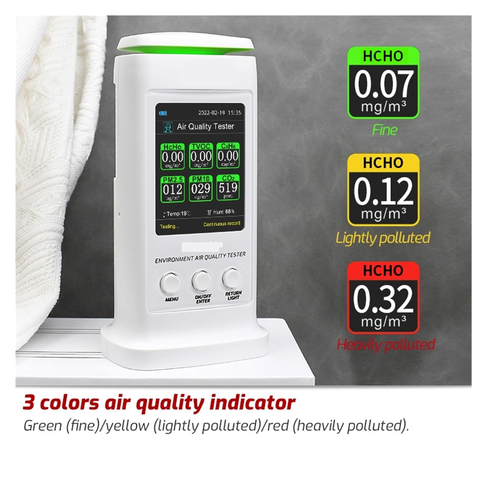 Luftqualitätstester 8-in-1-Luftqualitätsdetektor mit PC-Datenanalyse PM2.5 PM10 HCHO TVOC C6H6 CO2-Thermometer-Monitor Heimtester Ultraschnelle Datenerfassungszeiten