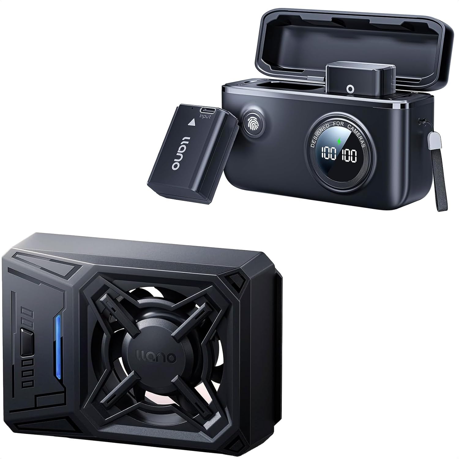 llano NP-FW50 1080mAh USB-C Battery Charger Set and Camera Cooling Fan