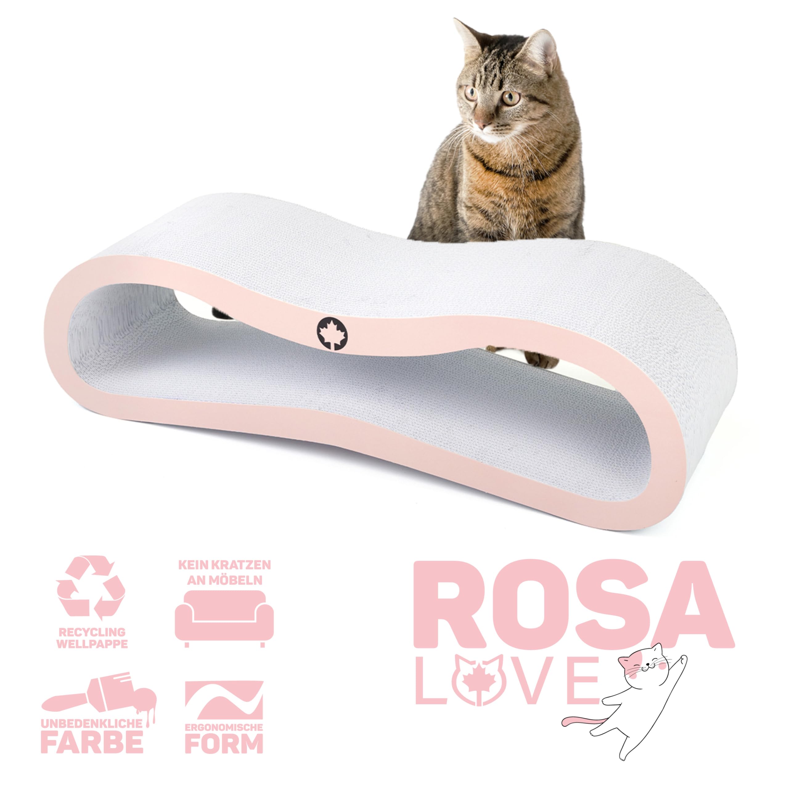 CanadianCat Company | Kratzbrett für Katzen - Orbit 2.0 - rosa - Love Kratzpappe, Kratzwelle, Krallenwetzen