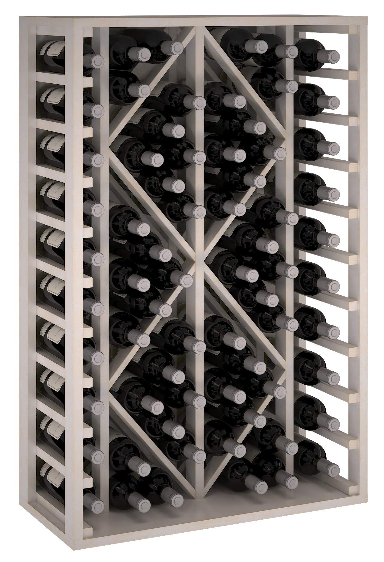 Botellero Vino Madera Pino Macizo 34 Botellas Ya Montado - Blanco | Mueble Botellero de Pino Tipo Wine Rack, Estantería Vino Garrafeira Listo Para Usar