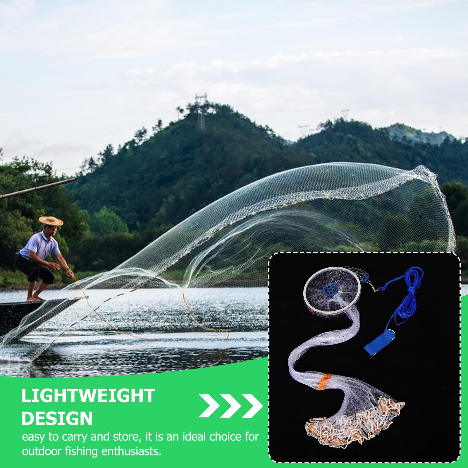 Toyvian Retino da Lancio Piccolo in Lega di Alluminio con Pesi in Acciaio Retino da Pesca per Esche in Acqua Naturale e Salata Trappola per Gamberetti a Mano con Rete Monofilamento Alta