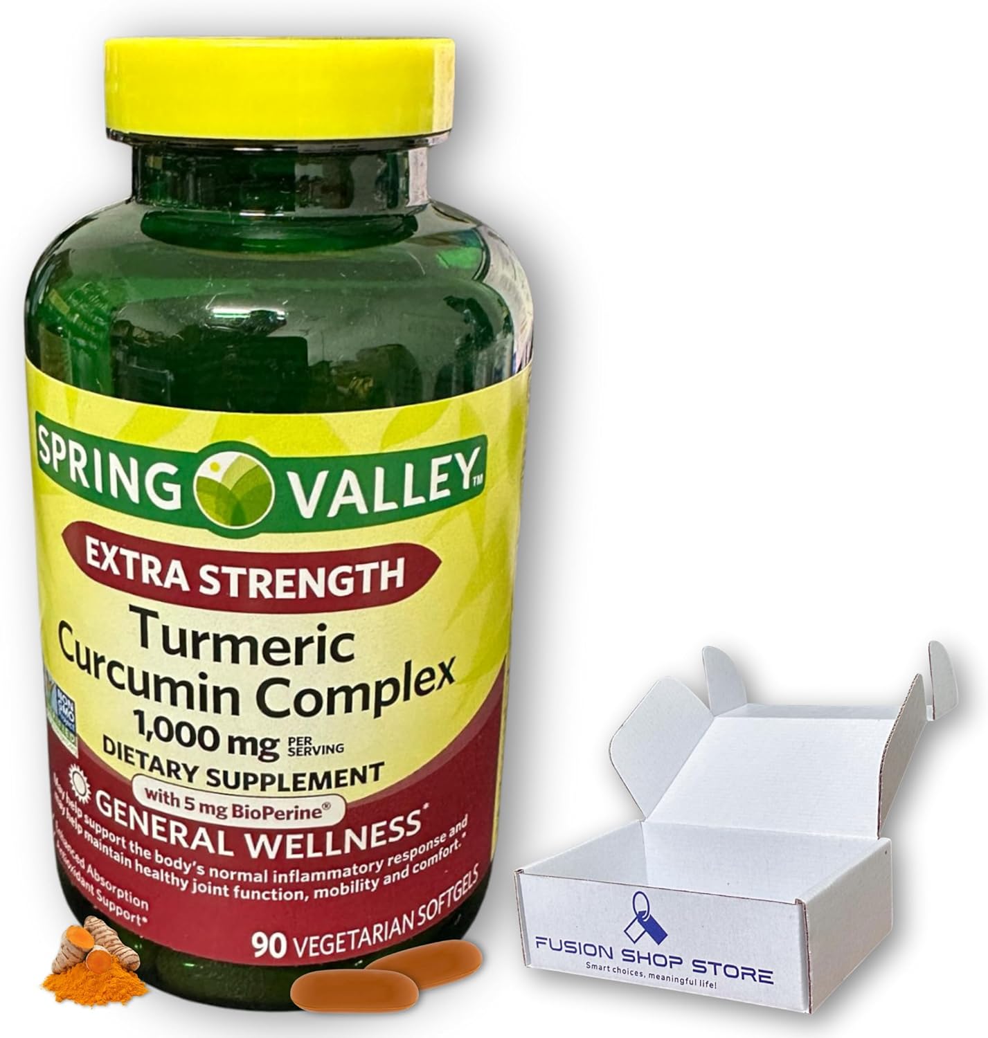 Turmeric Curcumin 1000 mg- Complex Extra Strength 90 softgels (Pack of 1), Boxed by Fusion Shop Store
