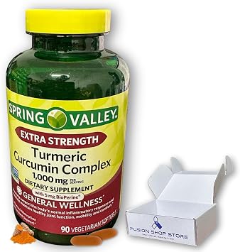 Turmeric Curcumin 1000 mg- Complex Extra Strength 90 softgels Pack of 1, Boxed by Fusion Shop Store