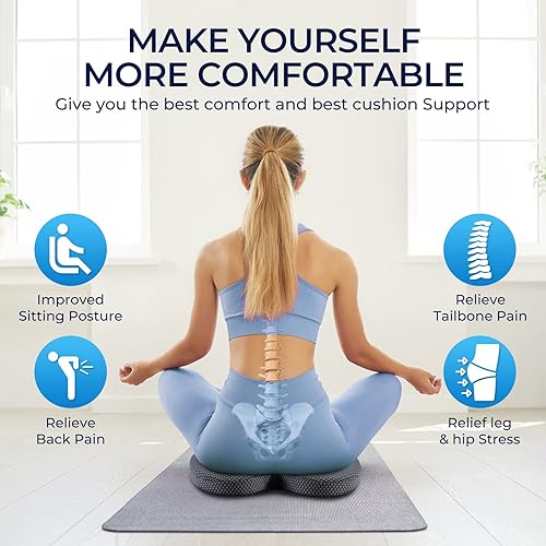 Miniatura 4 de Cojín de asiento y almohada de apoyo lumbar: cojín de respaldo de espuma viscoelástica para silla de oficina, asiento de automóvil, silla de ruedas